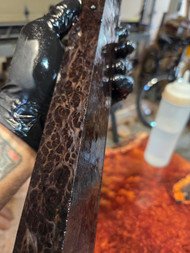 Blue boxelder burl turning spindle